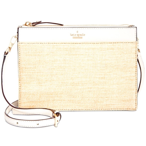 SALE!Kate Spade NY Cameron Street Straw Clarise Crossbody Natural/Cement - RARE! - Picture 1 of 7